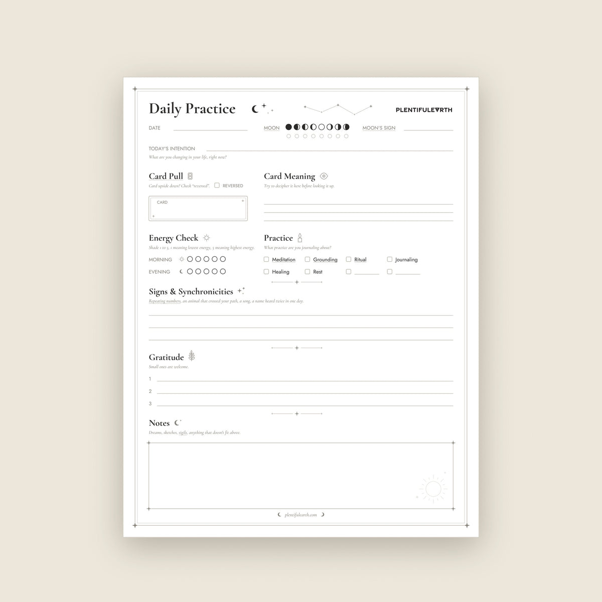 Daily Practice Page fillable PDF, full page view
