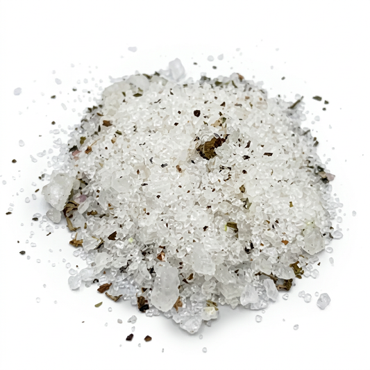 Earth bath salts on white