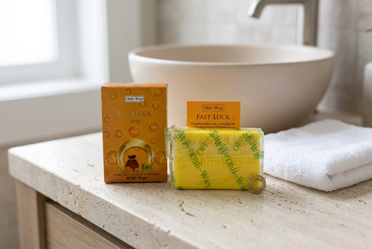 Fast Luck Soap vanity scene