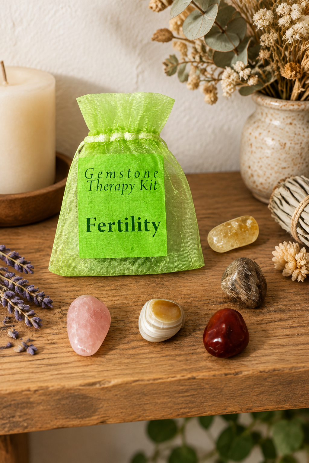 Fertility crystal kit styled shelf draft