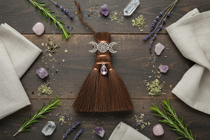 Flat Lay – Altar Triple Moon Broom 6"