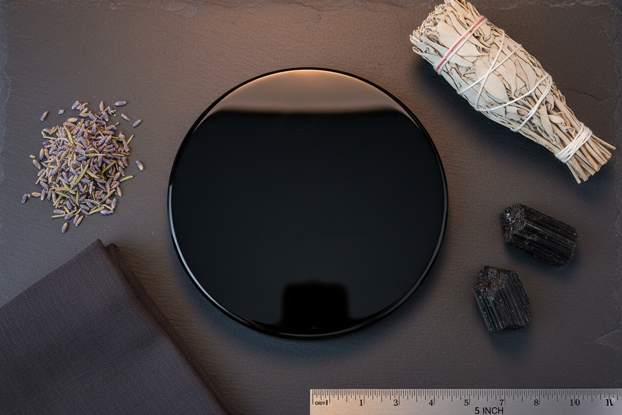 Flat Lay — Black Obsidian Scrying Mirror