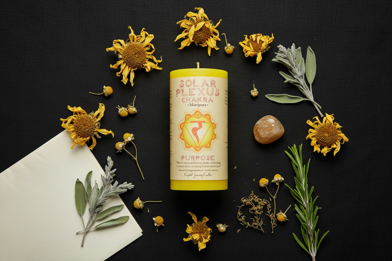 Flat Lay — Solar Plexus Chakra Pillar Candle