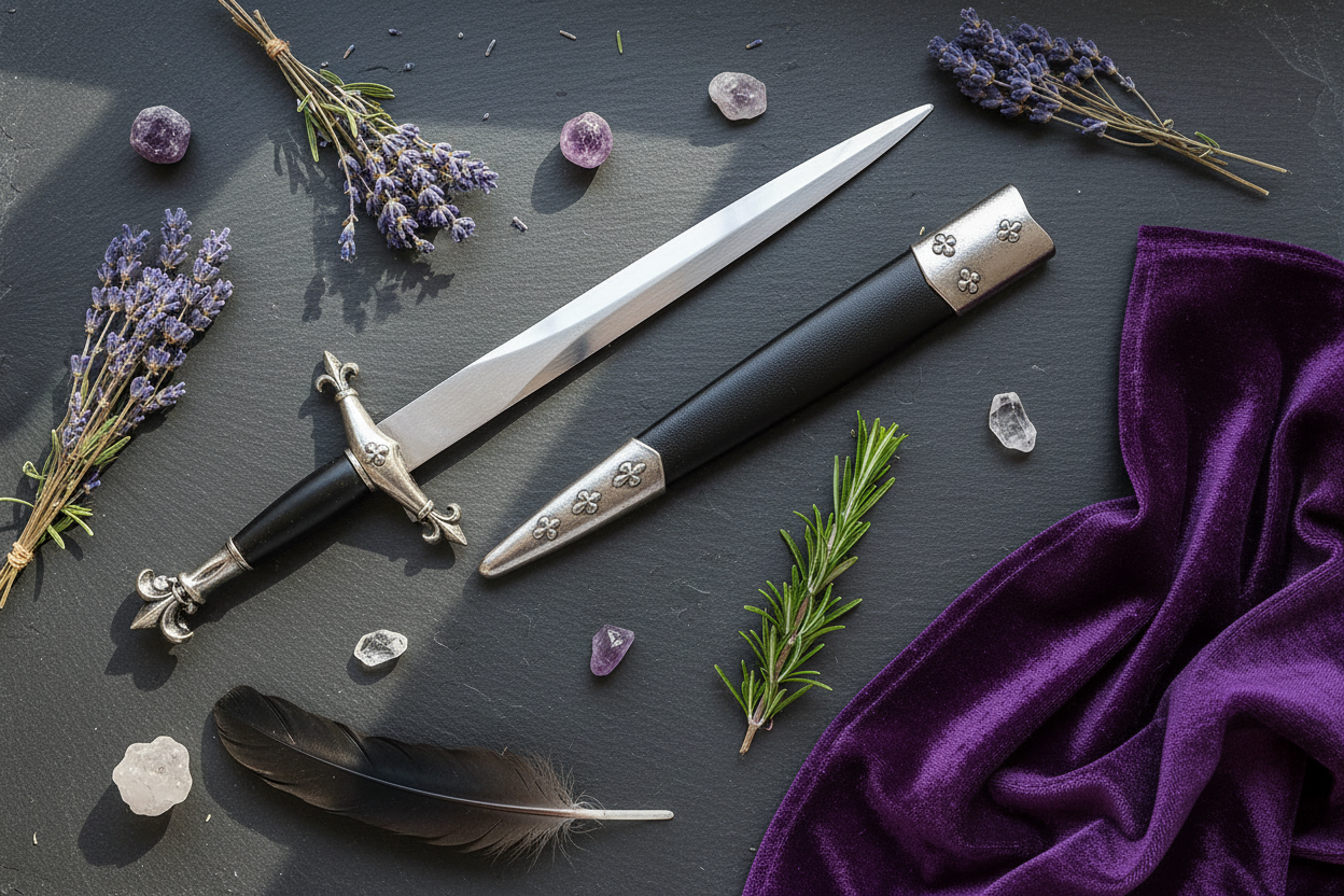 Fleur de lis Medieval athame, alternate view