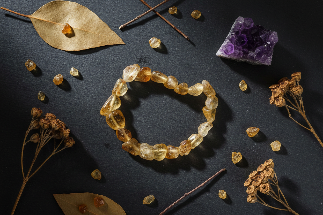 Citrine Gemstone Bracelet, detail view