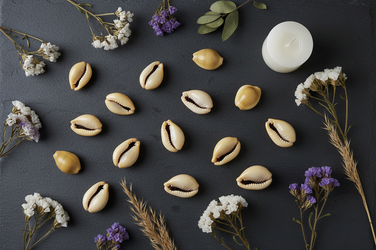 Cowrie Shells, Set of 18, detail view