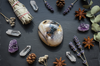 Dendritic Agate Palm Stone, shown in use