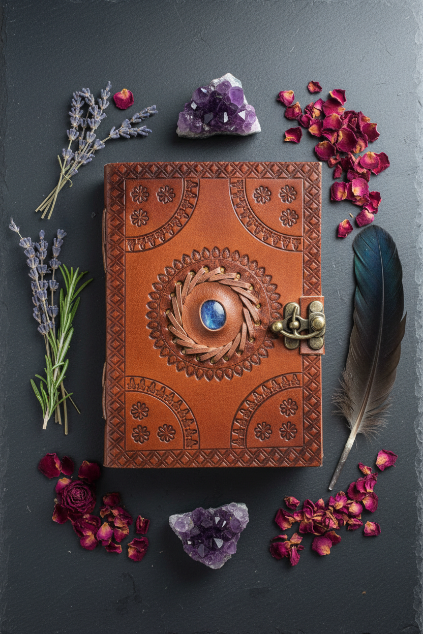 God's Eye Embossed Leather Journal, 5" x 7", alternate view