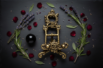 Brass Scrying Mirror Stand for 6 Inch Mirrors, detail view