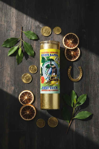 Fast Luck Gold (Suerte Rapida) aromatic jar candle, alternate view
