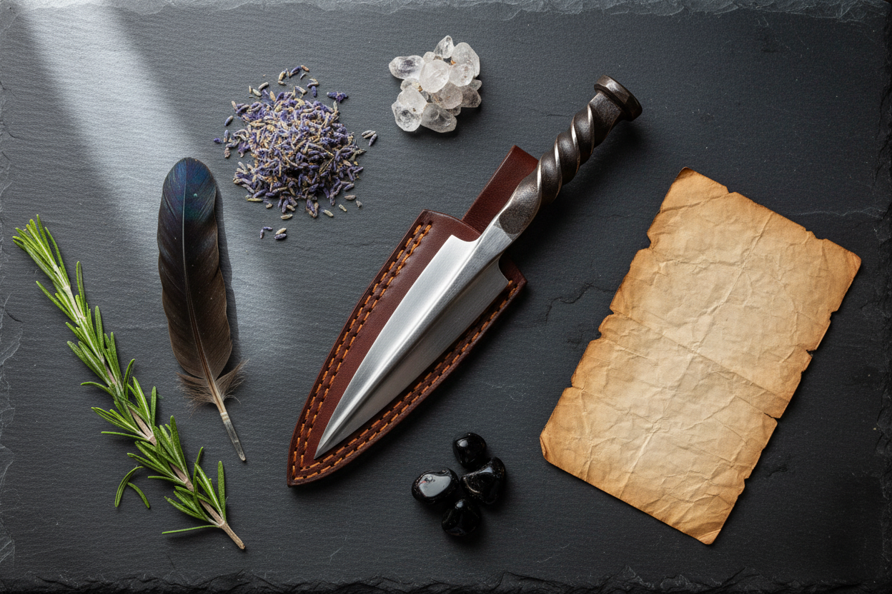 Forged Steel Spear Athame, 10", alternate view