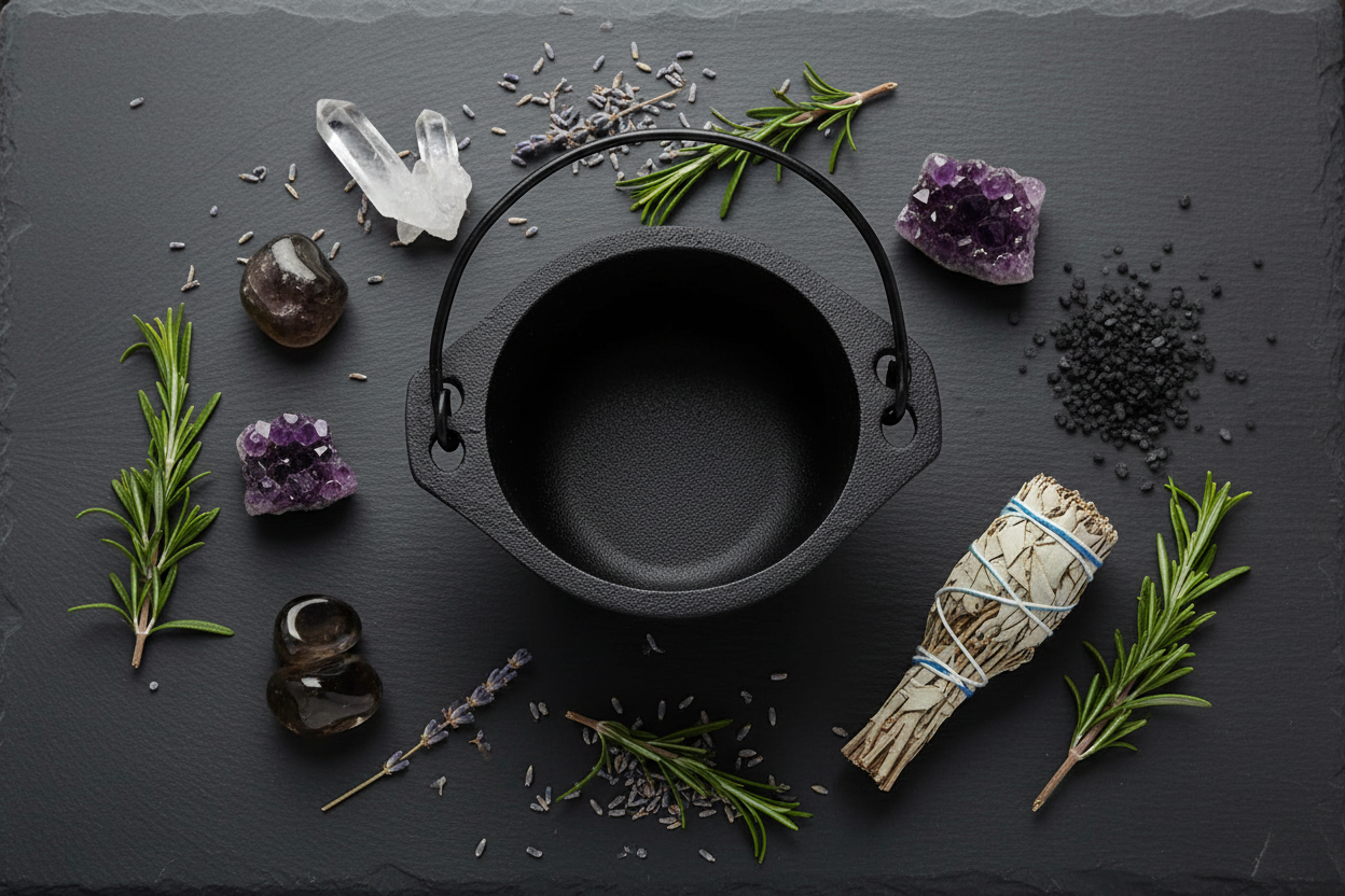 Cast Iron Cauldron with Handle, 6 Inch, detail view