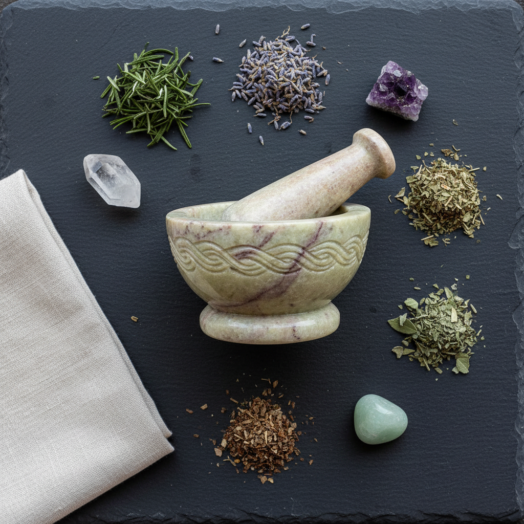 Celtic Mortar and Pestle Set, 2 1/2 x 4 Inches, additional view