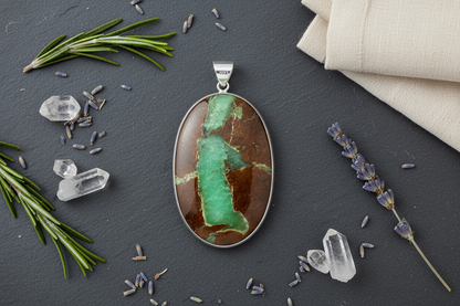 Chrysoprase Pendant in Sterling Silver, Oval or Teardrop, additional view