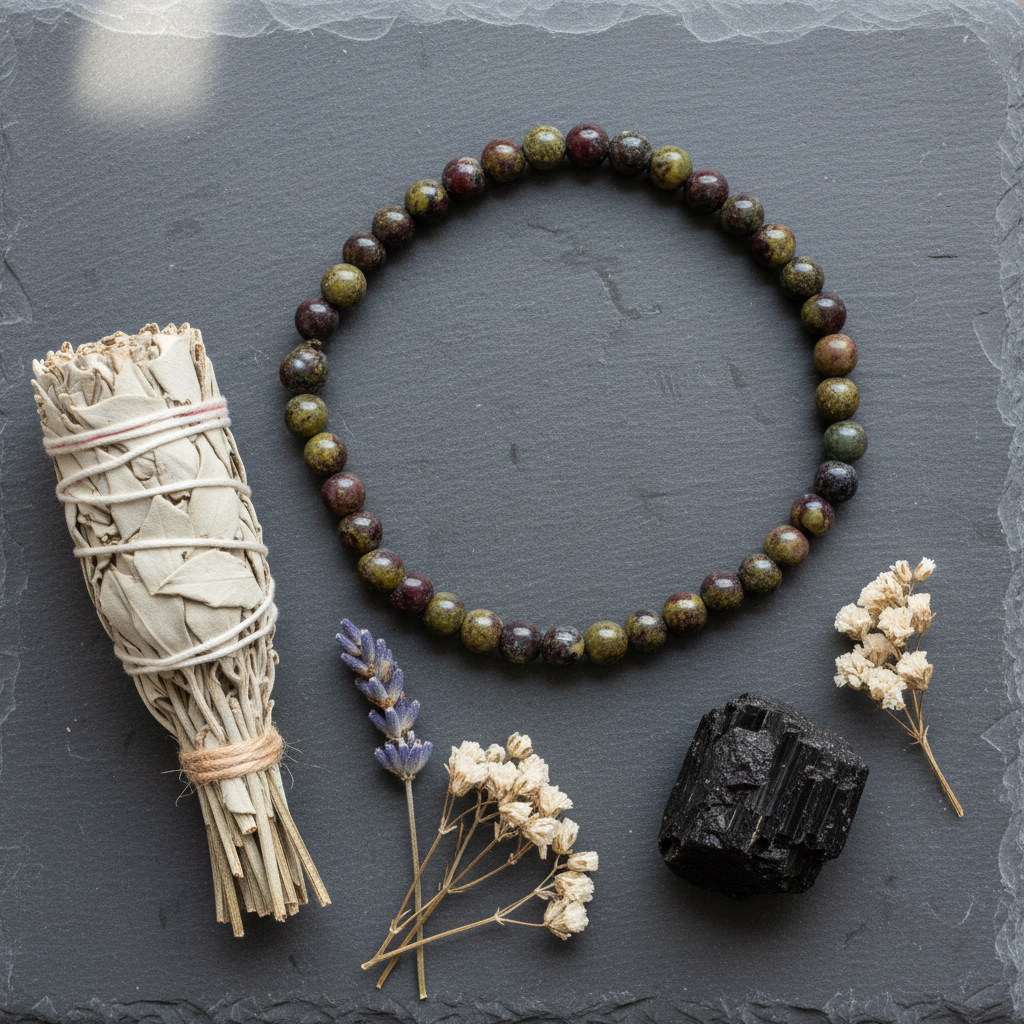 Dragon Blood Jasper Bracelet, 4mm, alternate view