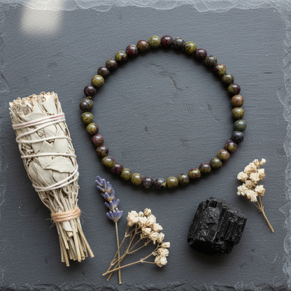 Dragon Blood Jasper Bracelet, 4mm, alternate view