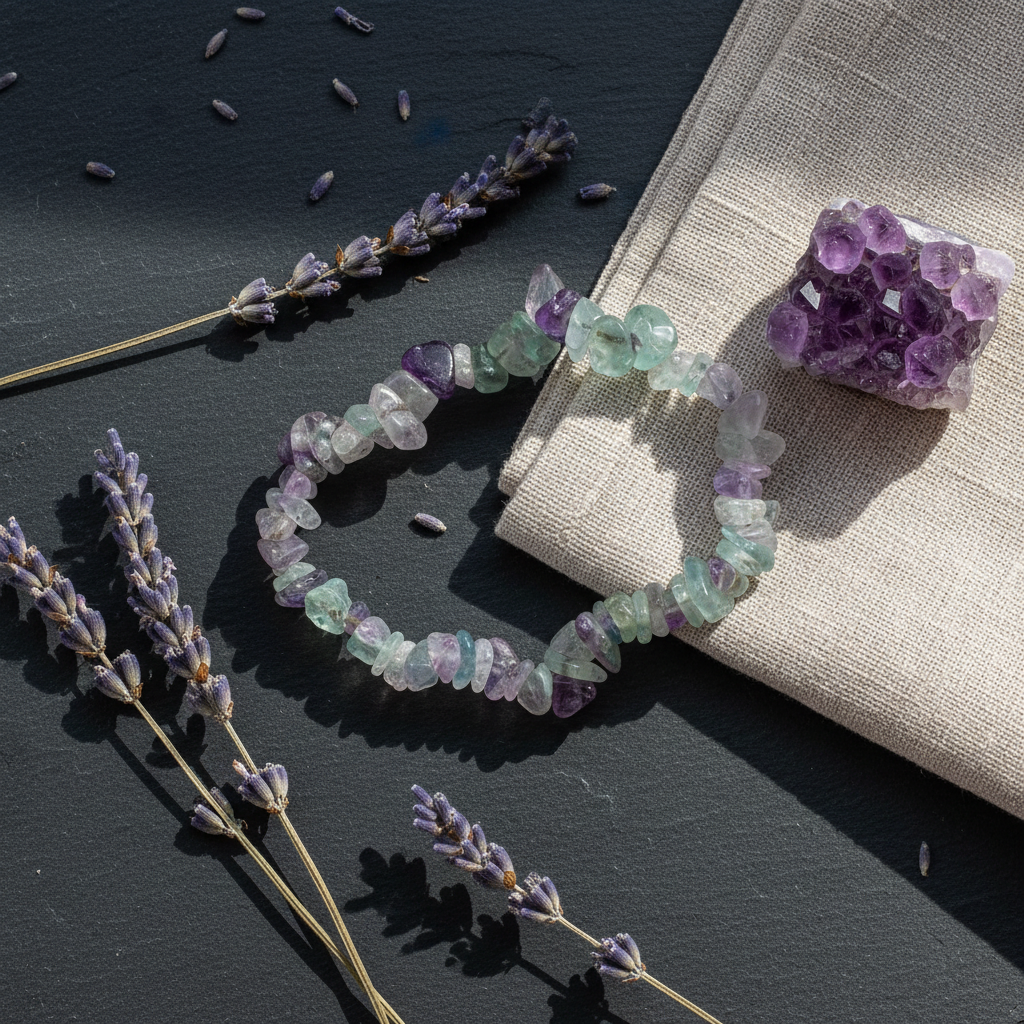 Fluorite chip bracelet, alternate view