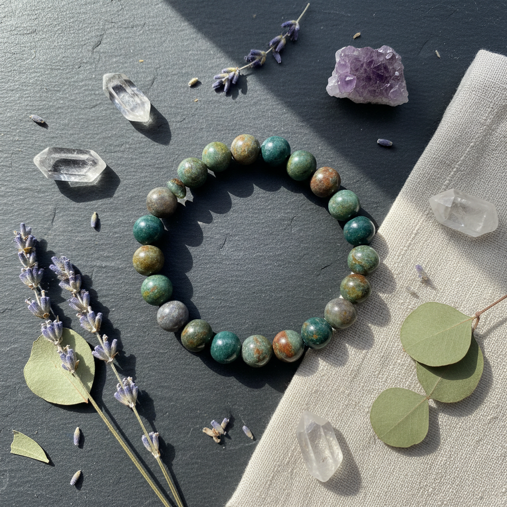 Fancy Jasper Bracelet, 8mm, detail view