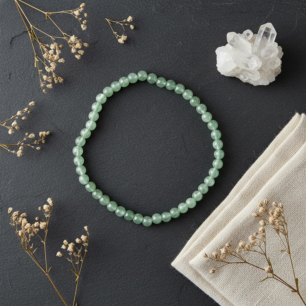 Green Aventurine Bracelet, 4mm, alternate view