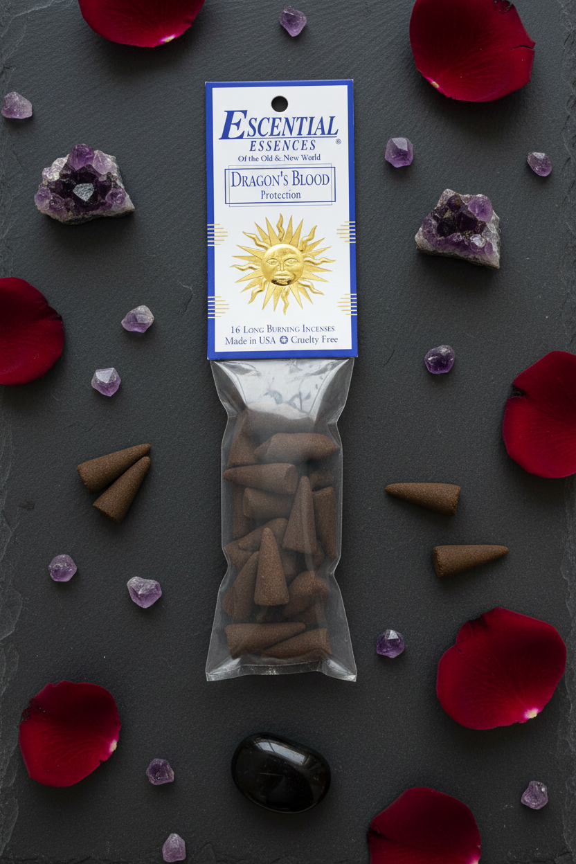 Dragon's Blood Incense Cones by Escential Essences, 16 Cones, alternate view
