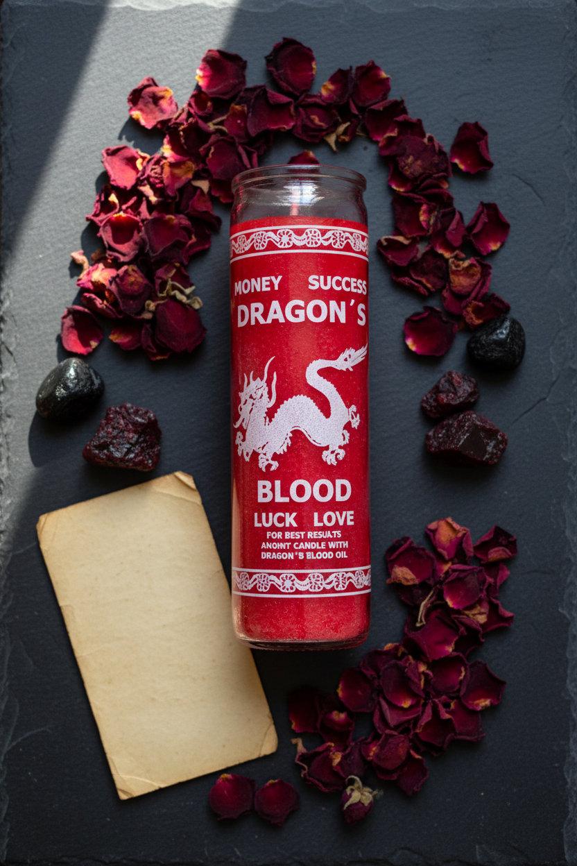 Dragon's Blood 7 Day Jar Candle, detail view