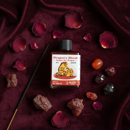 Dragon's Blood Oil by Aura Variety, 4 Dram, shown in use