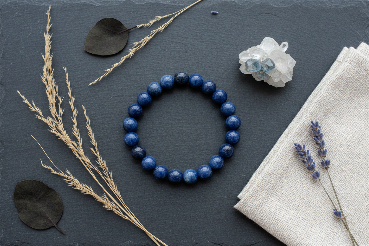 Dumortierite Bracelet, 8mm, detail view