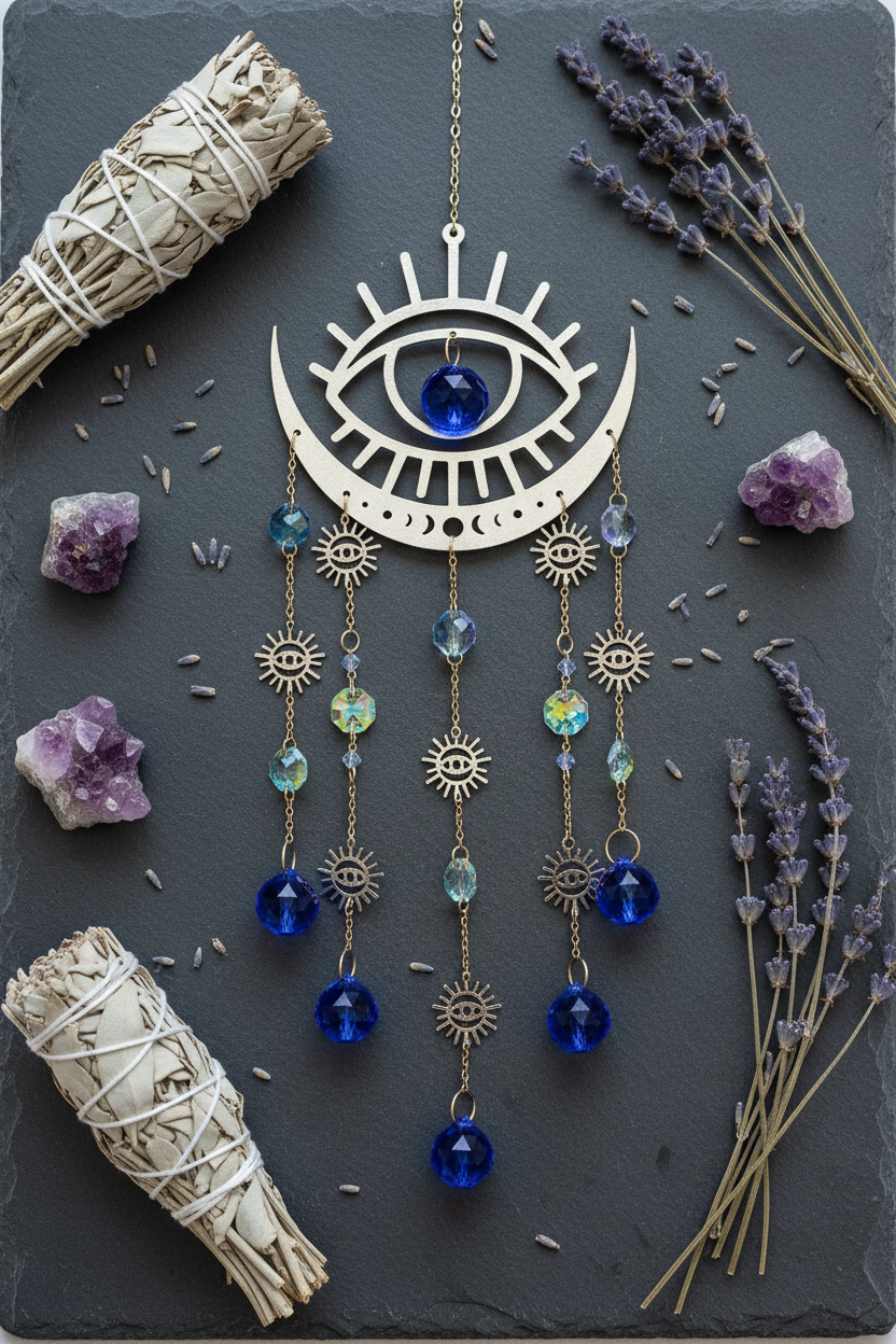 Evil Eye Sun Catcher, 20 Inches, detail view