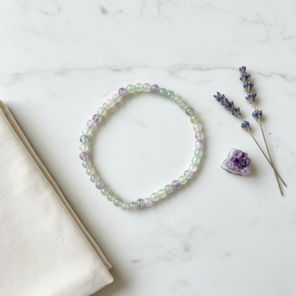 Fluorite Stretch Bracelet, 4mm, alternate view
