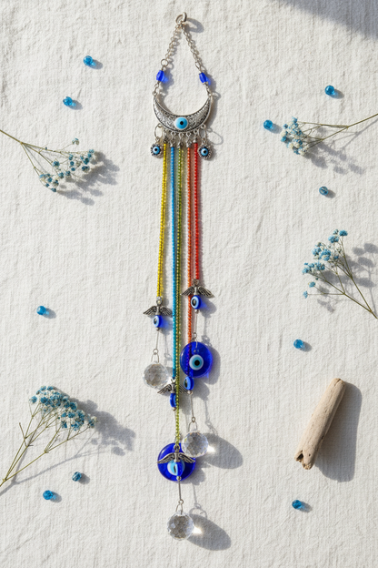 Evil Eye Sun Catcher, 18 Inch, shown in use