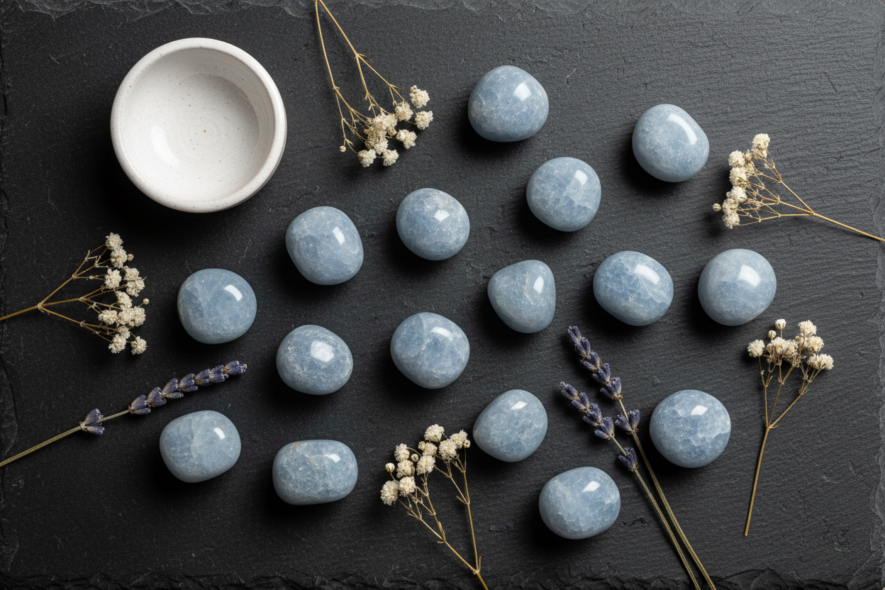 Celestite Tumbled Stones, 1 Lb, alternate view