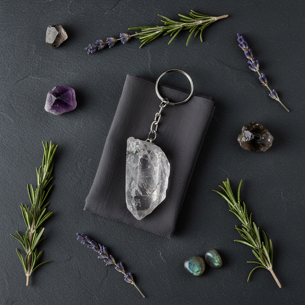 Clear Quartz Point Keychain, 1 to 1 1/2 Inch, alternate view