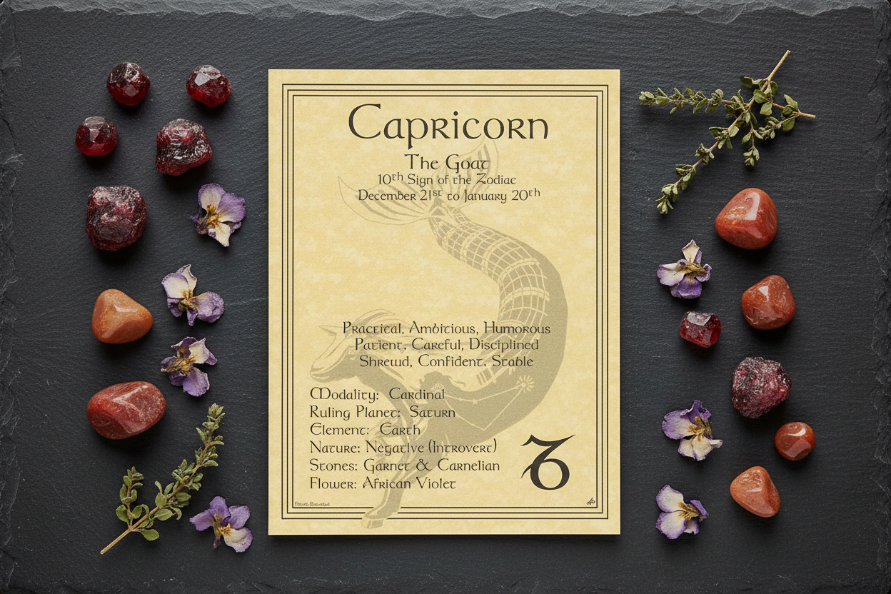 Capricorn Zodiac Poster by AzureGreen, 8.5 x 11 Inches, alternate view