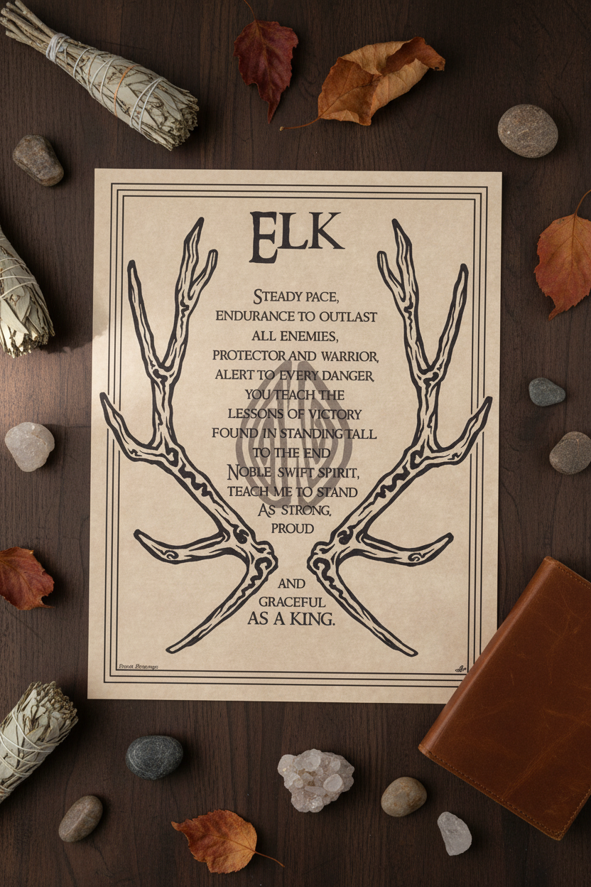 Elk Prayer Poster, 8.5" x 11", alternate view