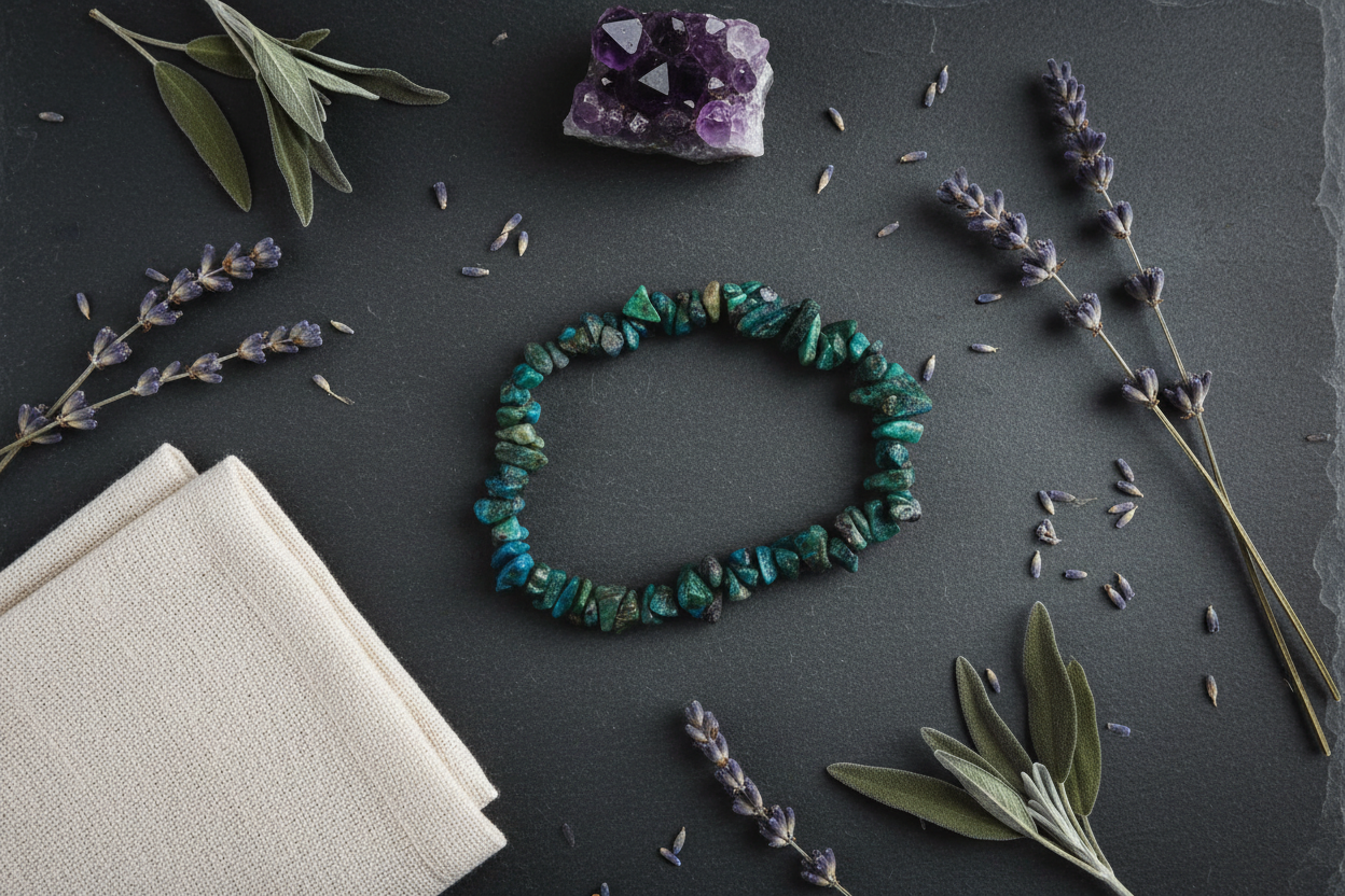Chrysocolla Chip Bracelet, 3 1/8 Inches