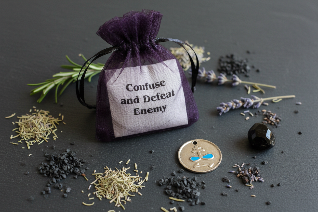 Confuse & Defeat Enemy Amulet, 1.25", alternate view