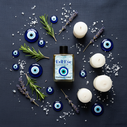 Envision Crystals Evil Eye Oil, 4 Dram, shown in use