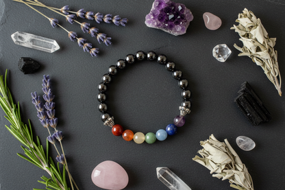 Chakra Hematite Bracelet, 8mm, alternate view