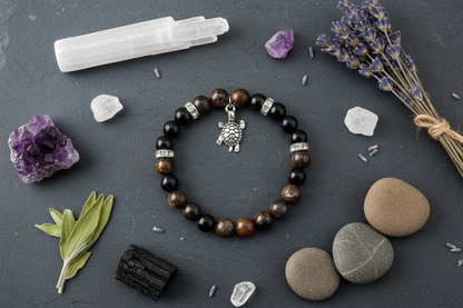 Bronzite and Rainbow Obsidian Bracelet, 8mm, alternate view