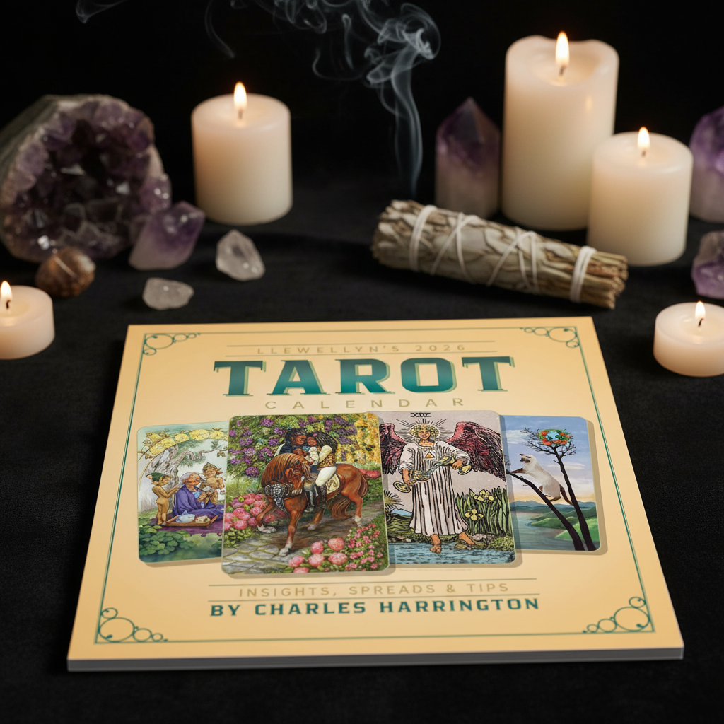 You will be generating high-quality product photos for an online stores product page. The product images should closely match the original products.
      Here is the prompt (IMPORTANT!): """A high-resolution studio shot of the 2026 Llewellyn's Tarot Calen