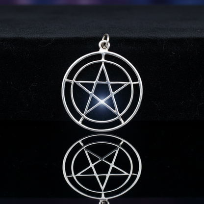 You will be generating high-quality product photos for an online stores product page. The product images should closely match the original products.
      Here is the prompt (IMPORTANT!): """A studio-shot composition featuring the 2-Circle Pentagram Pendan