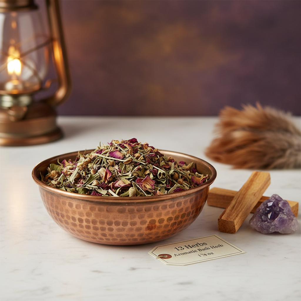 You will be generating high-quality product photos for an online stores product page. The product images should closely match the original products.
      Here is the prompt (IMPORTANT!): """A high-resolution image of the 13 Herbs Aromatic Bath Herb arrang