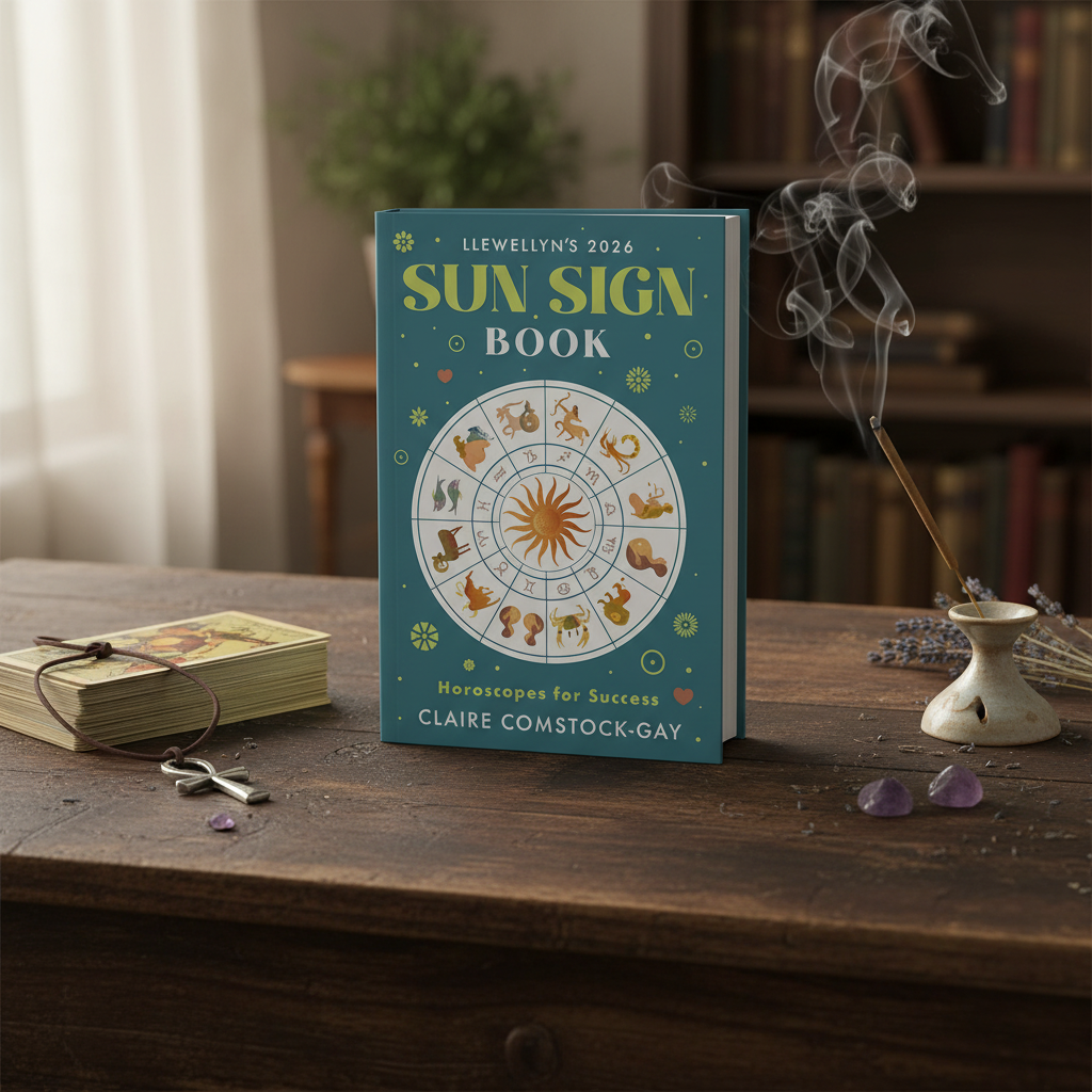 You will be generating high-quality product photos for an online stores product page. The product images should closely match the original products.
      Here is the prompt (IMPORTANT!): """A detailed, photorealistic depiction of the '2026 Sun Sign Book b