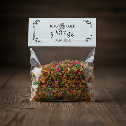 You will be generating high-quality product photos for an online stores product page. The product images should closely match the original products.
      Here is the prompt (IMPORTANT!): """A close-up, highly detailed shot of the 3 Kings Resin Incense pla