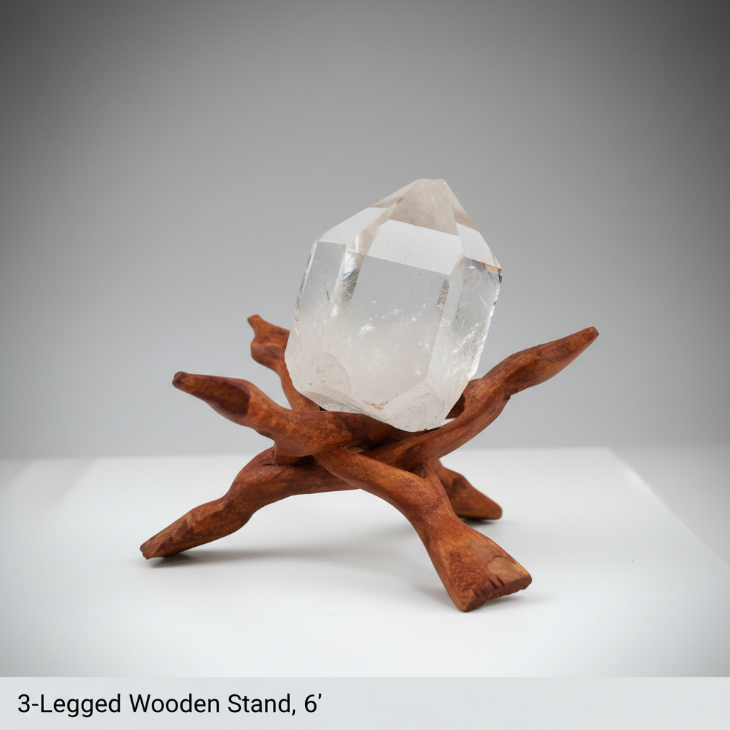 You will be generating high-quality product photos for an online stores product page. The product images should closely match the original products.
      Here is the prompt (IMPORTANT!): """A high-resolution studio shot of the 3-legged wooden stand on a m