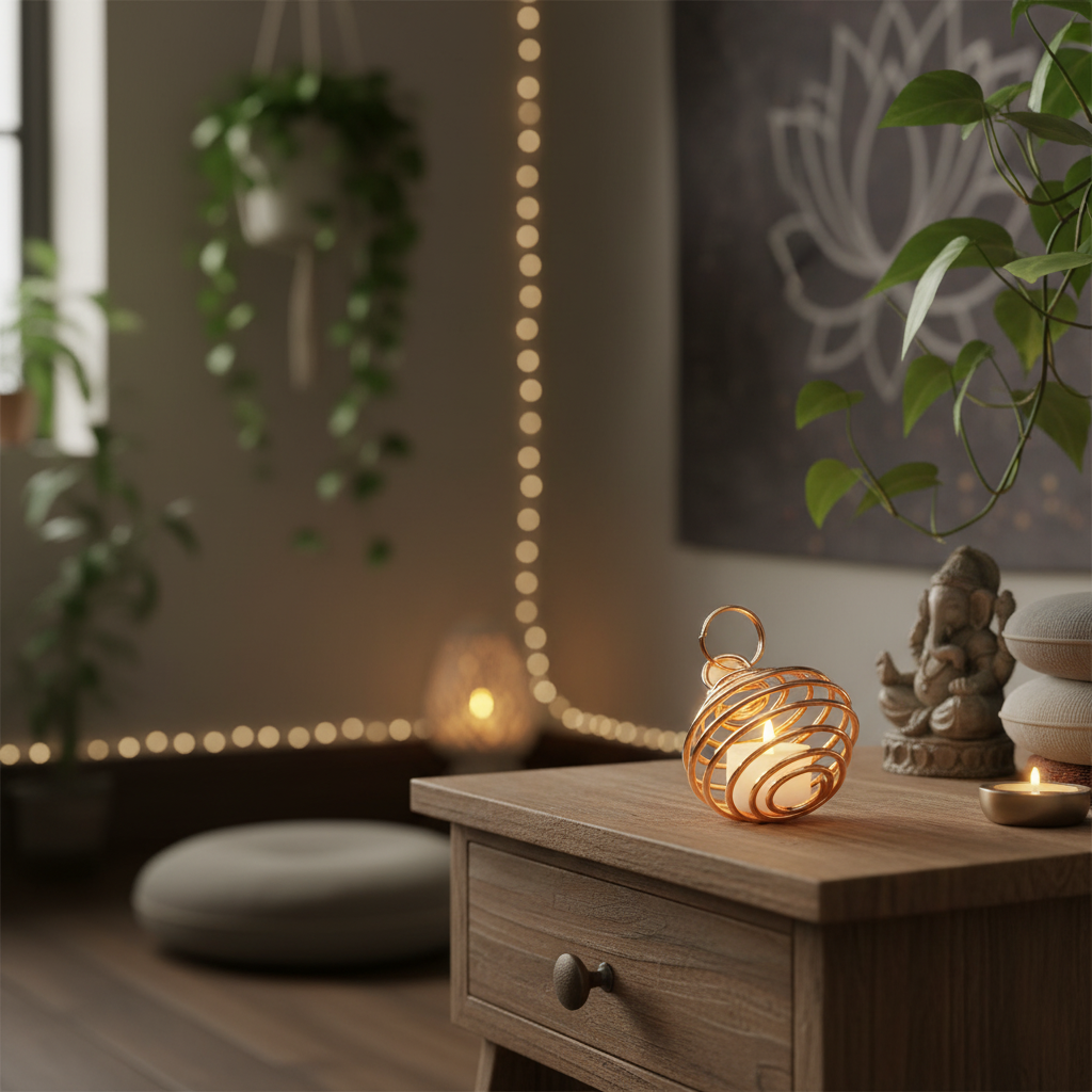 You will be generating high-quality product photos for an online stores product page. The product images should closely match the original products.
      Here is the prompt (IMPORTANT!): """A vibrant scene in a cozy, softly lit meditation space featuring 