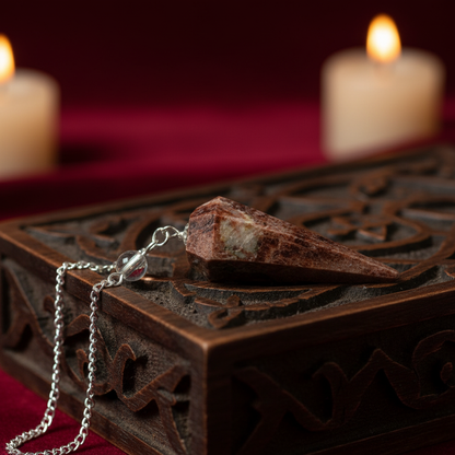 6-Sided Garnet Pendulum, 8-9"