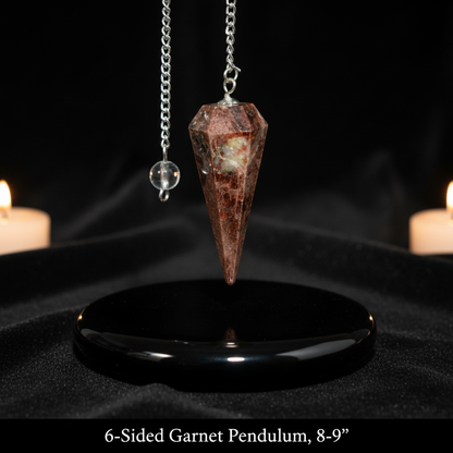 6-Sided Garnet Pendulum, 8-9"