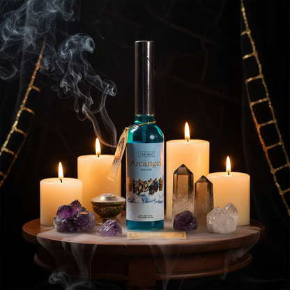 You will be generating high-quality product photos for an online stores product page. The product images should closely match the original products.
      Here is the prompt (IMPORTANT!): """A sophisticated, studio setup depicting '7 Archangels Cologne' in