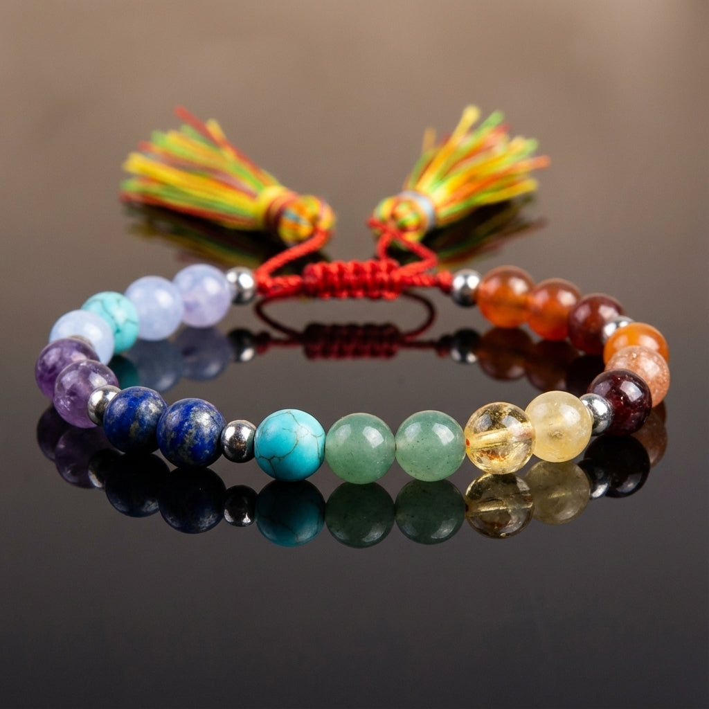 You will be generating high-quality product photos for an online stores product page. The product images should closely match the original products.
      Here is the prompt (IMPORTANT!): """A highly detailed, photorealistic close-up of the 7 Chakra With T